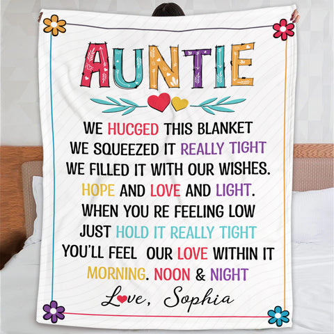 Personalized To My Godmother Blanket From Niece Nephew Auntie Blankets, Aunt Blanket With Niece Nephew Names Floral Custom Name Gifts Ideas For Aunt Fleece Sherpa Blanket For Birthday