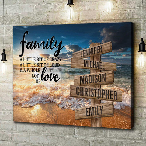 Personalized Canvas Wall Art For Mom Dad Grandma From Kids Grandkids A Little Of Crazy Loud And Lot Love Wooden Signs Custom Multi Name Poster Prints Home Decor Family Gifts For Birthday