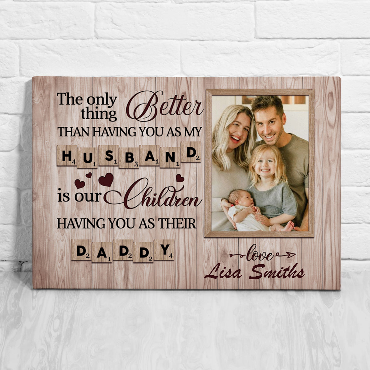 Gifts Ideas For Dad, Having You As My Husband Is Our Children, Personalized Canvas Wall Art, Gifts For Father Dad From Kids Children, Poster Prints Wall Decor, Gifts For Father's Day