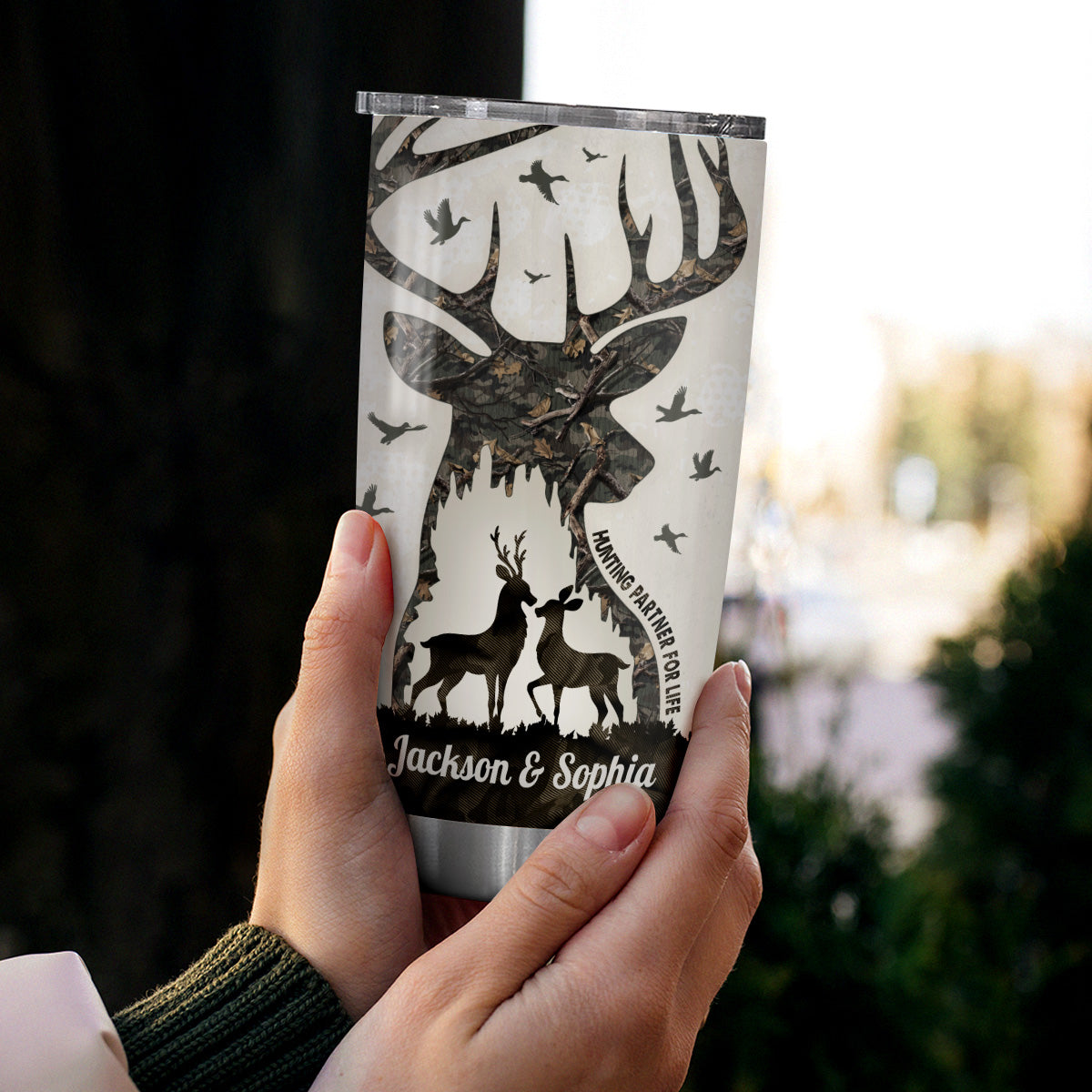 To My Old Buck I'd Find Sooner Love Longer You Are The Buckin Ever Your Sweet Do, Hunting Partner For Life Buck And Doe Camo Pattern, Personalized Tumbler, Gifts For Him Her From Honey