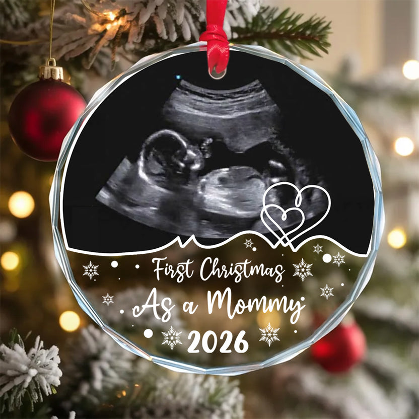 Mom To Be Gifts, Personalized Baby Ultrasound Ornament, First Christmas As Mommy Year, Custom Sonogram Keepsake, New Mom Holiday Decoration, Glass Sonogram Ornament, Gifts For Mommy