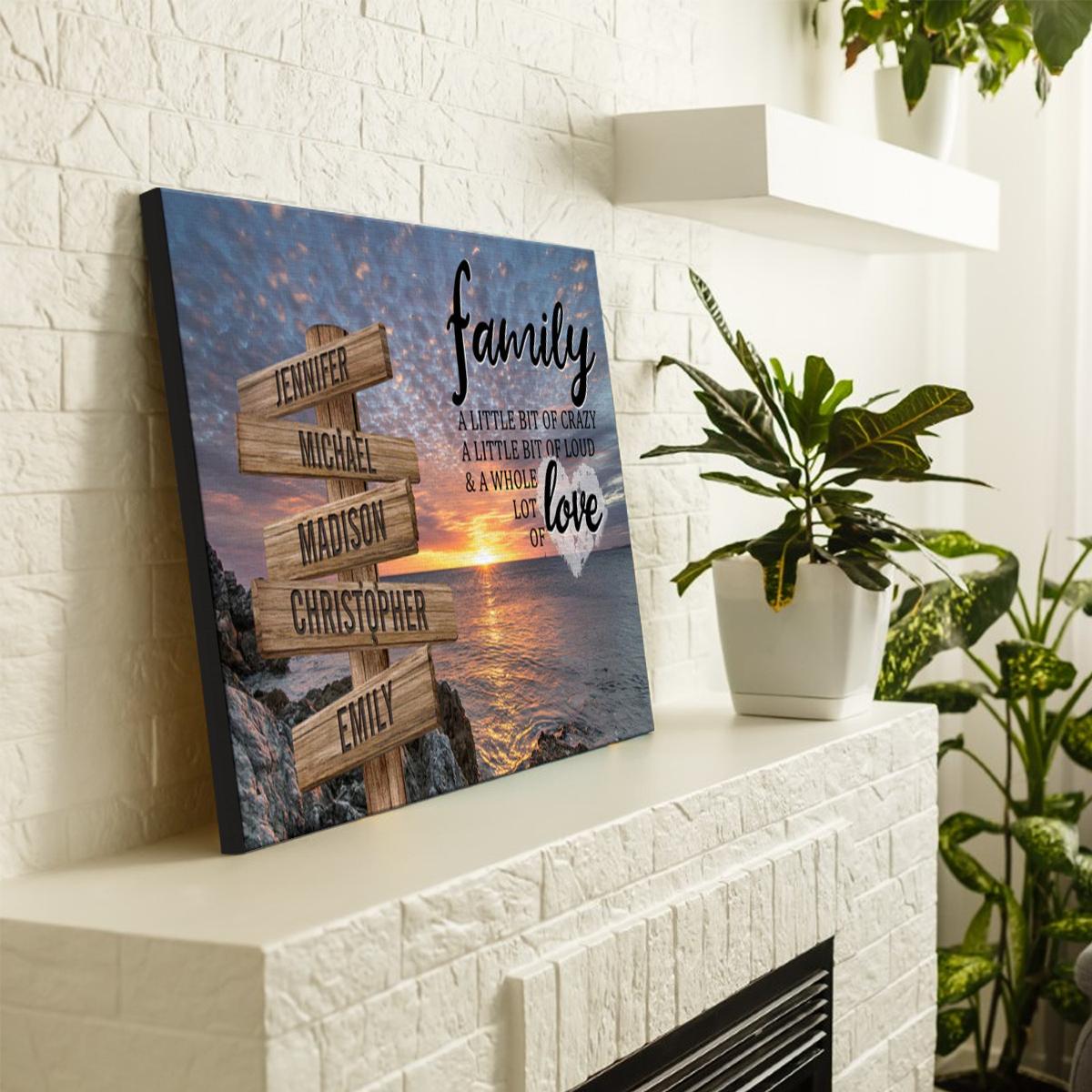 Personalized Canvas Wall Art For Mom Dad Grandma From Kids Grandkids Wooden Signs A Little Crazy Loud Custom Multi Name Poster Prints Home Decor Fun Family Gifts For Mom Dad On Birthday