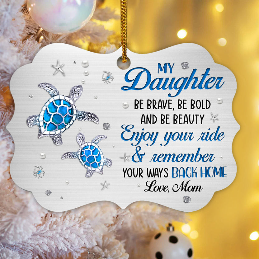Cute Blue Turtle Enjoy Your Ride Jewelry Style Printed Aluminum Ornament, Holiday Christmas Tree Decor, Mom To Daughter Keepsake, Personalized Christmas Ornament, Gifts For Daughter