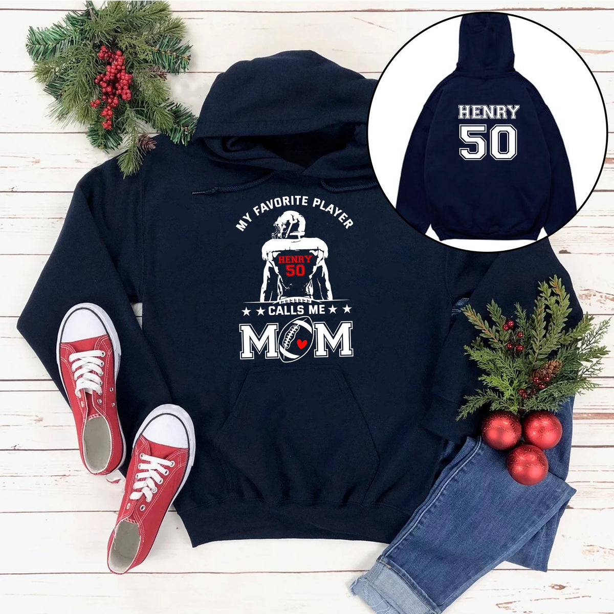 Personalized T-Shirt For Mommy From Son Boy Kids Football Gifts My Favorite Player Calls Me Mom Fan Football Family Football Games Day Custom Title Number Short Sleeve Tops Tee Shirt