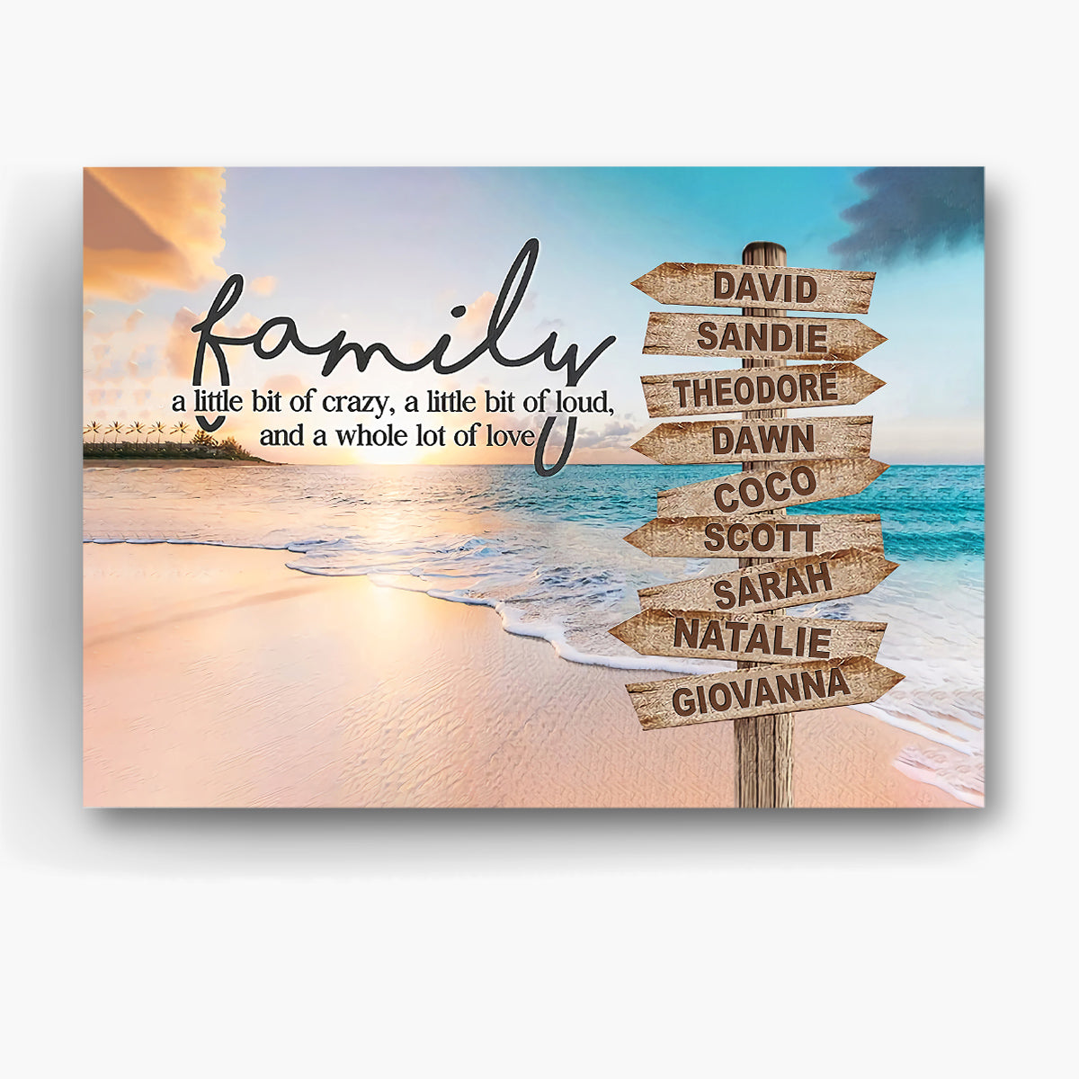 Gifts For Family, Family A Little Bit Of Crazy Street Sign Beach Printed , Personalized Canvas Wall Art, Gifts For Mom Dad, Poster Prints Home Decor, Family Wall Art, Gifts For Birthday