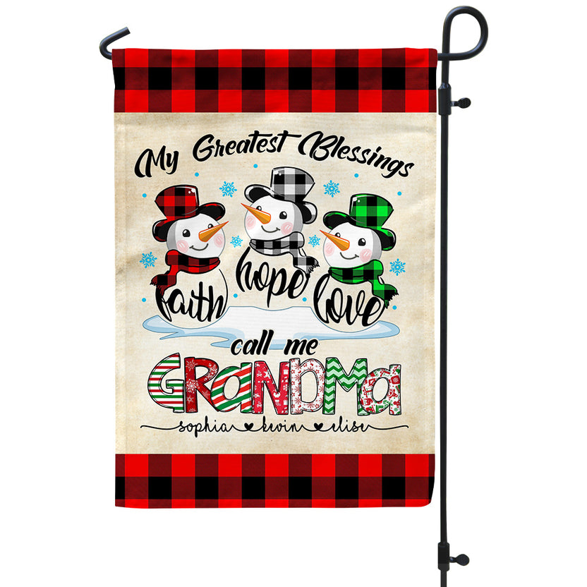 Custom Grandma Christmas Flag, Hope Love Family Names Banner, Holiday Yard Decor, Grandma Christmas Garden Banner, Holiday Lawn Sign, Personalized Garden Flag, Gifts For Nana From Kids