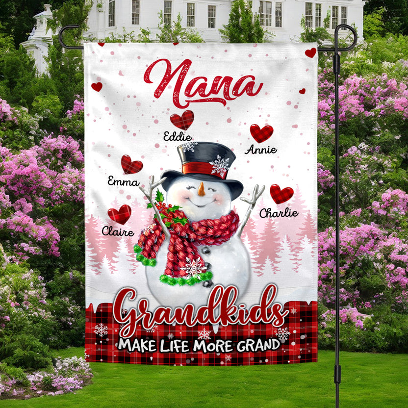 Grandma Gifts, Personalized Nana Grandkids Make Life More Grand Outdoor Banner, Children Names Garden Flag, Holiday Decoration, Winter Home Decoration, Yard Decor, Personalized Garden Flag, Gifts For Nana From Grandkids, Double Sided Outside Welcome Flag,