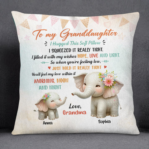 Personalized Square Pillow For Grandkids From Nana Gifts For Granddaughter You'll Feel My Love Within It Morning Noon Night Cute Grandma Grandkids Elephant Double Sided Sofa Couch