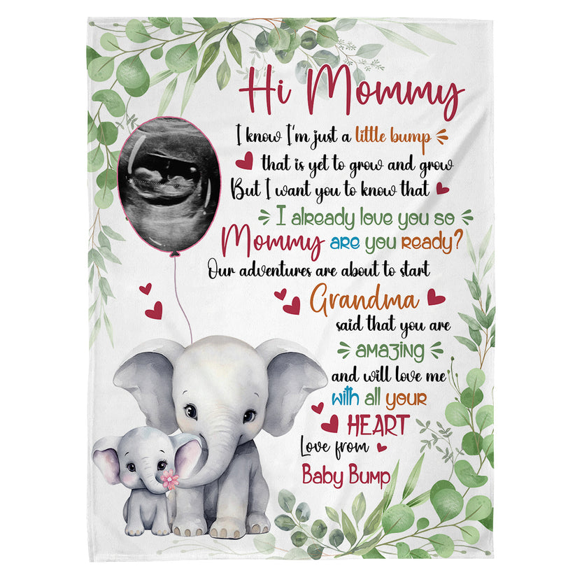 New Parents Gifts, I Already Love You Leaf Mommy Baby Elephant With Balloon Green Leaf, Personalized Blanket, Gifts For Mom To Be, Fleece Sherpa, New Mom Blanket For Mother's Day