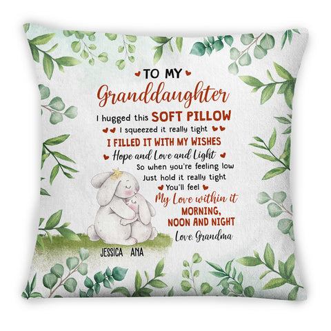 Personalized Square Pillow For Granddaughter Kids From Grandma Nana Gifts For Granddaughter You'll Feel My Love Within It Cute Bunny Custom Name Double Sided Sofa Couch Cushion On Birthday