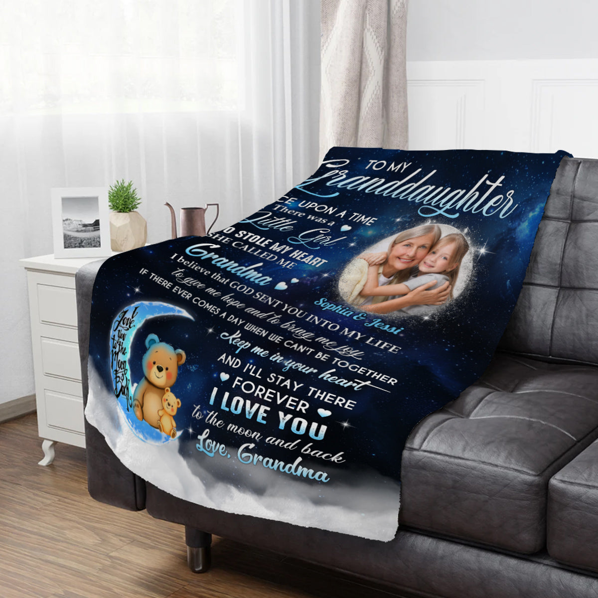 Granddaughter Gifts, She Called Me Grandma Bear Photo, Personalized Blanket, Gifts For Granddaughter Fleece Sherpa Blanket