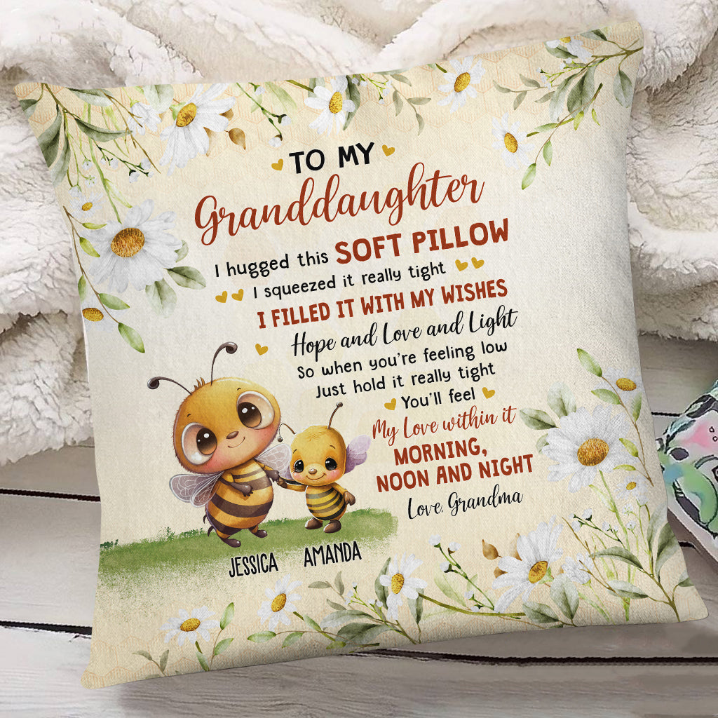 Personalized Square Pillow For Granddaughter Kids From Grandma Gifts For Granddaughter When You're Feeling Low Just Hold It Honey Bee Custom Name Double Sided Sofa Couch Cushion On Birthday