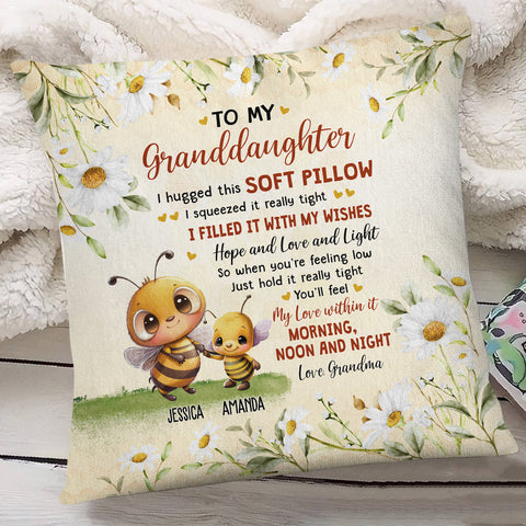 Personalized Square Pillow For Granddaughter Kids From Grandma Gifts For Granddaughter When You're Feeling Low Just Hold It Honey Bee Custom Name Double Sided Sofa Couch Cushion On Birthday