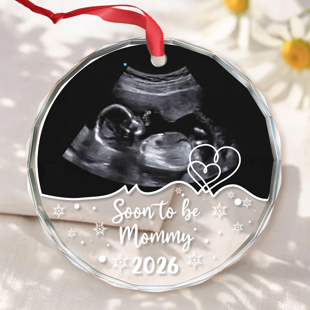 Personalized Ultrasound Glass Ornament, Soon To Be Mommy Year, Custom Sonogram Keepsake, New Mom Holiday Decoration, Baby Reveal, Expecting Mother, Personalized Photo Christmas Ornament