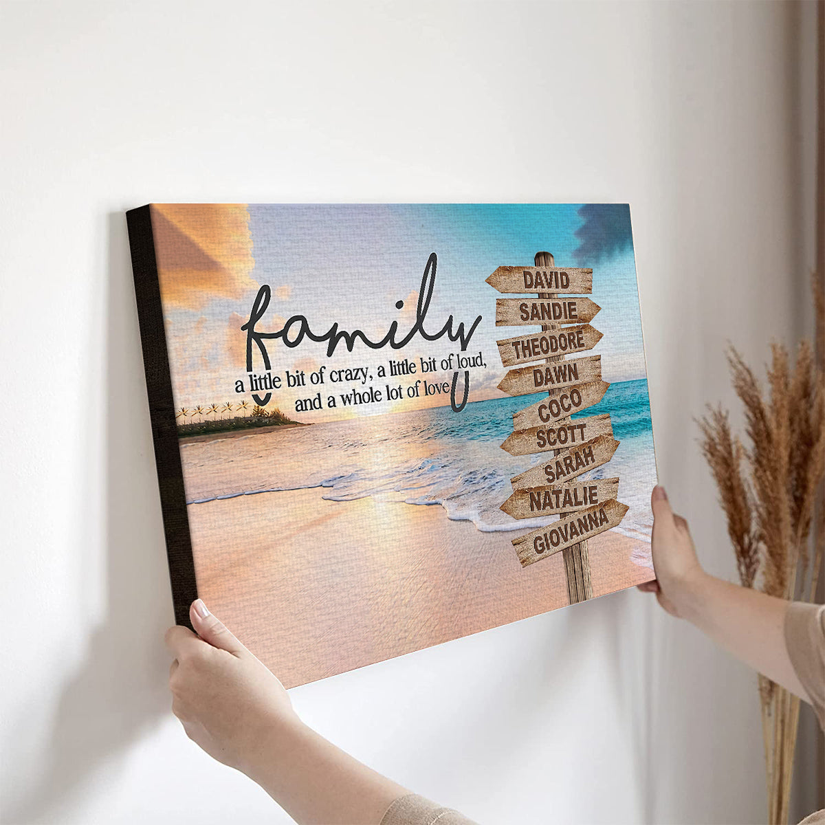 Gifts For Family, Family A Little Bit Of Crazy Street Sign Beach Printed , Personalized Canvas Wall Art, Gifts For Mom Dad, Poster Prints Home Decor, Family Wall Art, Gifts For Birthday