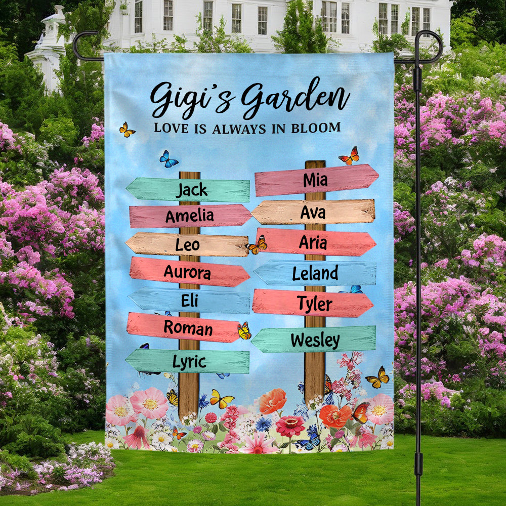 Grandma Gift, Personalized Nana's Garden Yard Flag, Butterflies Flowers Flag, Custom Grandkids Name, Nana Granny Bloom Garden Birthday Gift