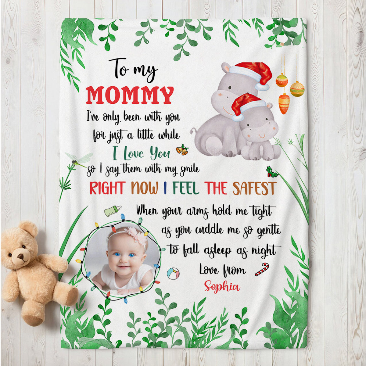 Pregnant Mom Gifts, Right Now I Feel The Safest Upload Photo With Hippo, Personalized Blanket, Gifts For Expected Mom Mommy, Fleece Sherpa, Mom To Be Blanket, Gifts For Christmas Xmas