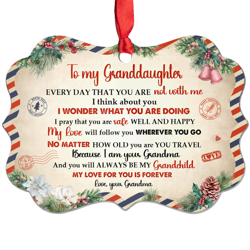 Granddaughter Gifts, Every Day That You Are Not With Me Vintage Letter Medallion Aluminum Ornament  For Baby From Mimi, Xmas Tree Decor, Gifts For Birthday Xmas Holiday Winter