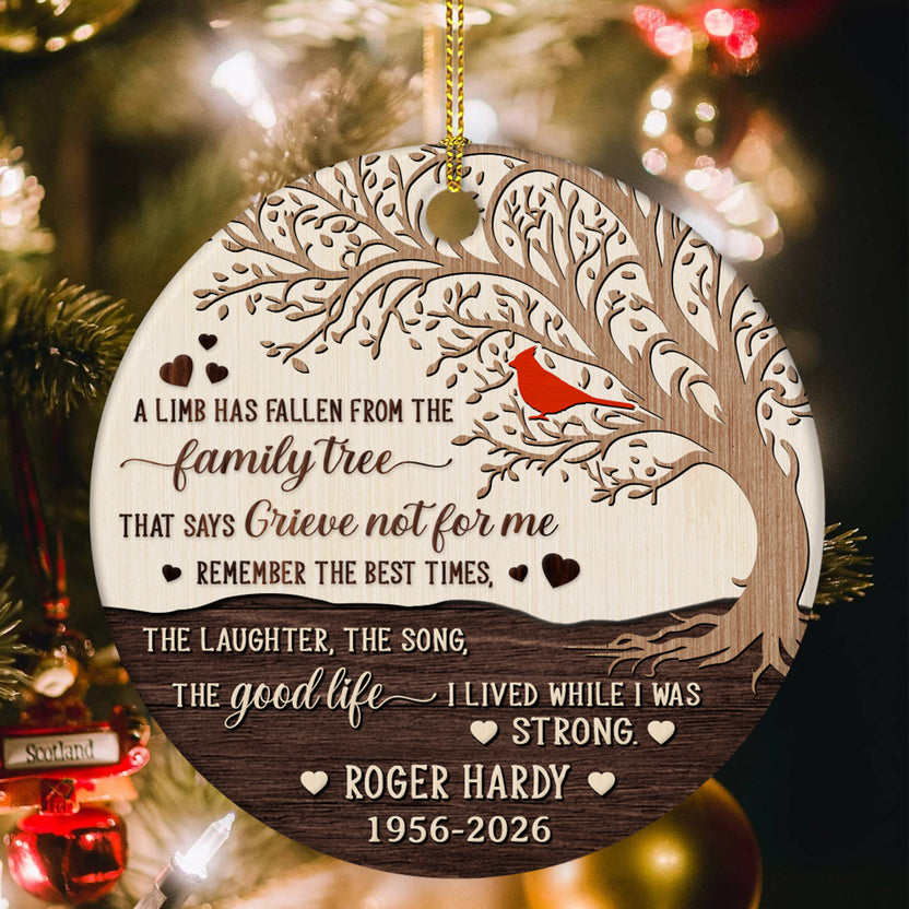 Sympathy Gifts, Memorial Ornament, A Limb Has Fallen From Family Wooden Vintage Tree Circle Ornament, Memorial Sympathy, Remembrance Tree Keepsake, Holiday Decor, Gifts For Loss Loved