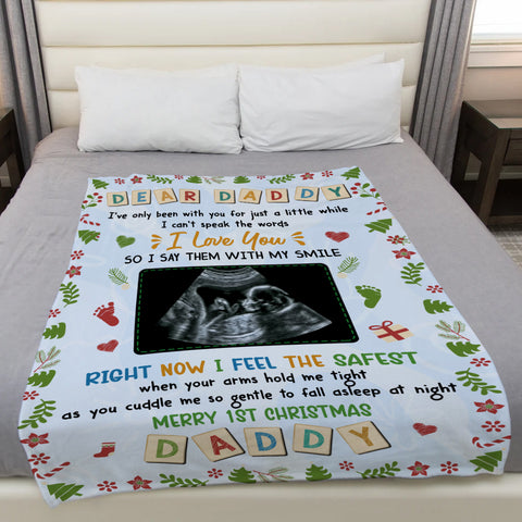 Dad To Be Gifts, Dear Daddy I've Only Been With You Baby Ultrasound, Personalized Blanket, Gifts For Future Dad To Be, Fleece Sherpa, Pregnancy Reveal Blanket, Gifts For Christmas