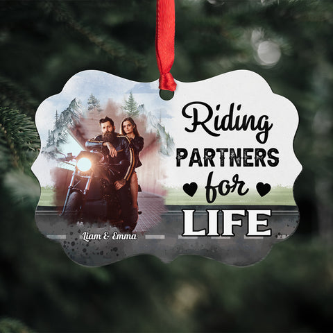 Riding Partners For Life Ornament, Motorcycle Couple Decor, Romantic Biker Love Quote, Personalized Names, Adventure Couple Keepsake, Gifts For Him Her Honey, Xmas Tree Decor Valentine