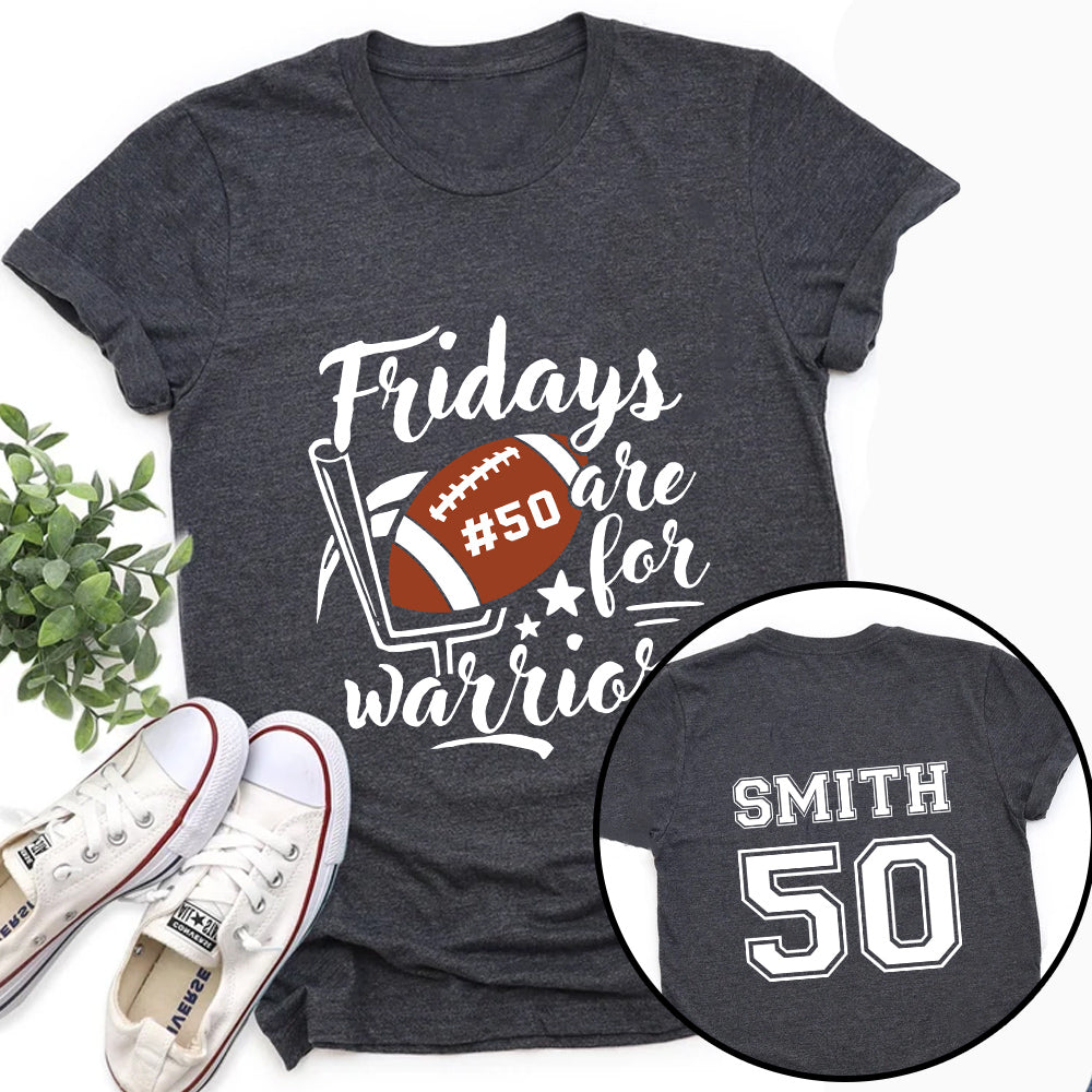 Personalized T-Shirt For Mom Dad From Son Boy Kids Football Gifts Friday Are For Football Game Fan Football Family Football Games Day Custom Title And Number Short Sleeve Tops Tee Shirt