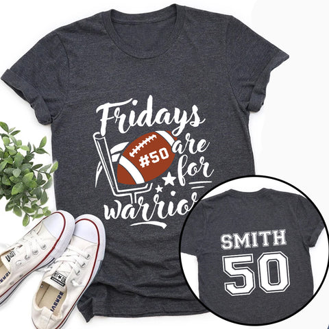 Personalized T-Shirt For Mom Dad From Son Boy Kids Football Gifts Friday Are For Football Game Fan Football Family Football Games Day Custom Title And Number Short Sleeve Tops Tee Shirt