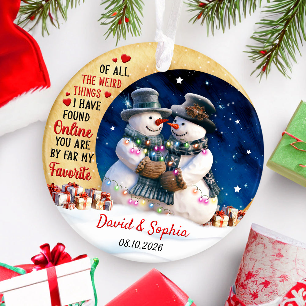 Of All The Weird Things I Have Found Online Cute Couple Crescents Moon, Custom Couple Christmas Ornament, Custom Christmas Tree Decor, Holiday Bauble, Personalized Ornament For Him Her