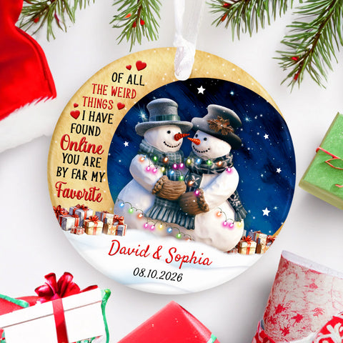 Of All The Weird Things I Have Found Online Cute Couple Crescents Moon, Custom Couple Christmas Ornament, Custom Christmas Tree Decor, Holiday Bauble, Personalized Ornament For Him Her