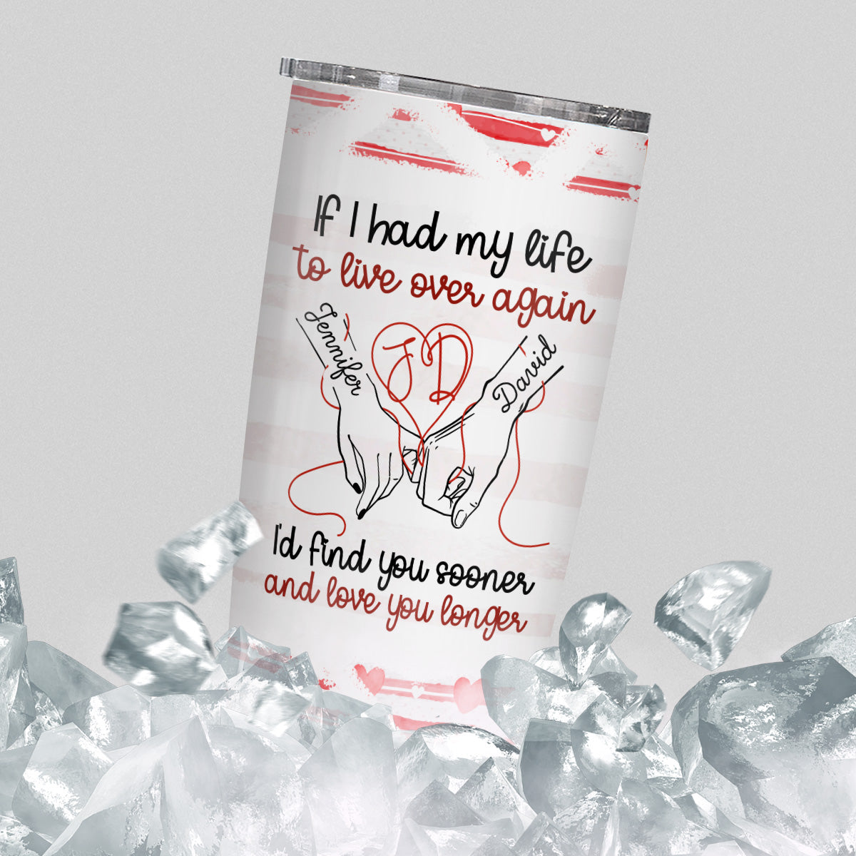 If I Had My Life To Live Over Tumbler Cup, "I’D Find Sooner And Love You Longer” Pinky Promise Hands, Personalized Tumbler, Gifts For Him Her, Custom 20oz Cup Gifts For Valentine