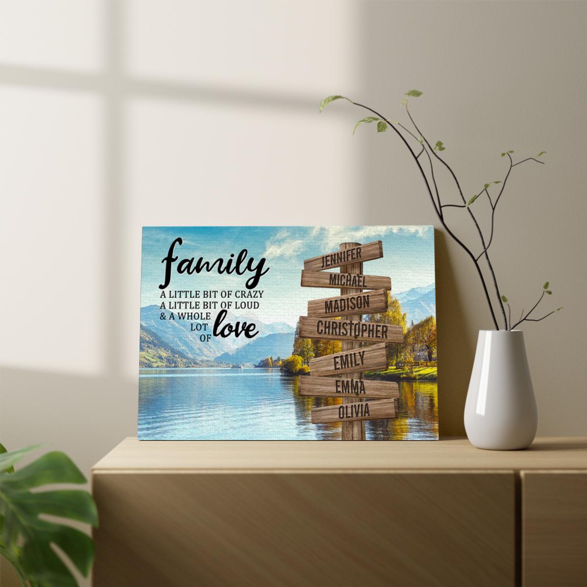 Personalized Canvas Wall Art For Parents Grandparents From Kids Grandkids Wooden Signs A Little Crazy Custom Multi Name Poster Prints Home Decor Family Gifts For Mom Dad On Birthday