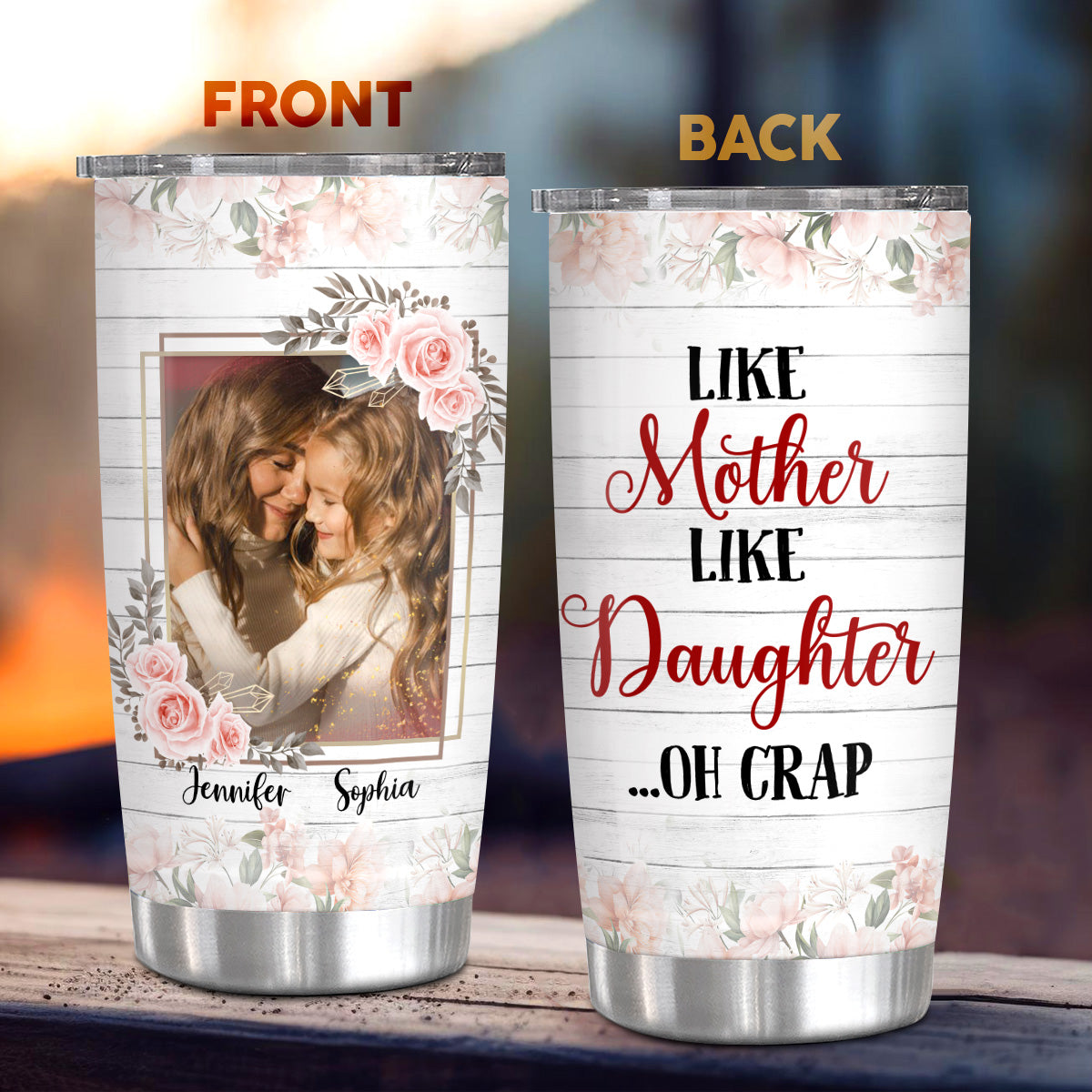Gifts Ideas For Mom, Like Mother Like Daughter Oh Crap, Personalized Tumbler, Gifts For Women From Girls Stainless Steel 20oz