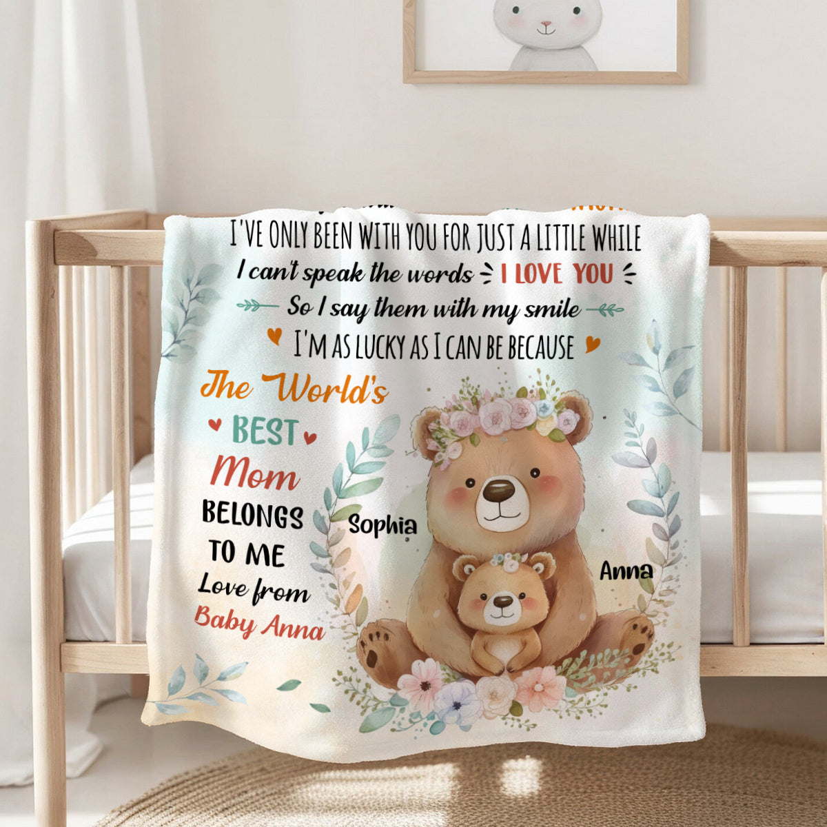 New Parents Gifts, I've Only Been With You For A While Cute Mommy Baby Bear, Personalized Blanket, Gifts For Expecting Mom, Fleece Sherpa, Blanket For New Mom, Gifts For Mother's Day