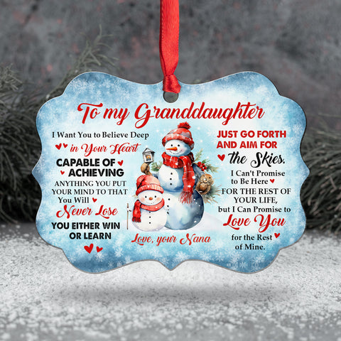 Granddaughter Gifts, Promise To Love You For The Rest Of Mine Cute Grandma & Grandkid Together Snowflakes Aluminum Ornament