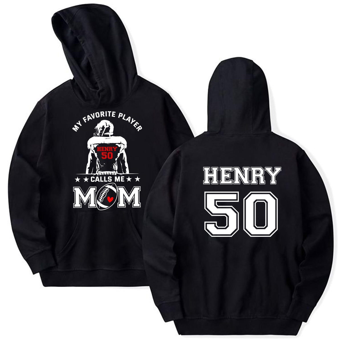 Personalized T-Shirt For Mommy From Son Boy Kids Football Gifts My Favorite Player Calls Me Mom Fan Football Family Football Games Day Custom Title Number Short Sleeve Tops Tee Shirt