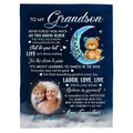 Grandsons Gifts, As You Grow Older You Will Face Many Challenges In Life Bear And Photo, Personalized Blanket, Gifts For Grandson From Grandma,Fleece Sherpa Blanket, Gifts For Christmas