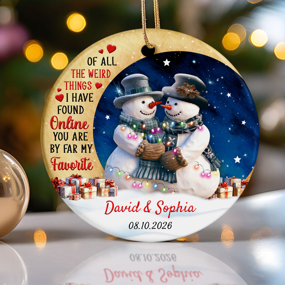 Of All The Weird Things I Have Found Online Cute Couple Crescents Moon, Custom Couple Christmas Ornament, Custom Christmas Tree Decor, Holiday Bauble, Personalized Ornament For Him Her