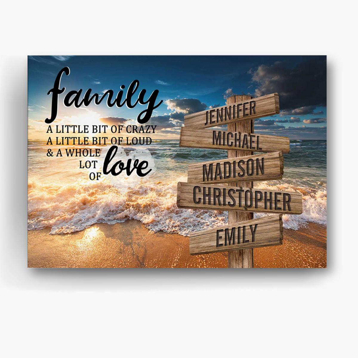 Personalized Canvas Wall Art For Mom Dad Grandma From Kids Grandkids A Little Of Crazy Loud And Lot Love Wooden Signs Custom Multi Name Poster Prints Home Decor Family Gifts For Birthday