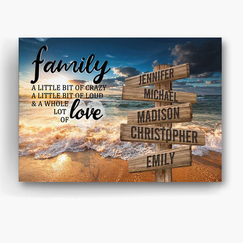 Personalized Canvas Wall Art For Mom Dad Grandma From Kids Grandkids A Little Of Crazy Loud And Lot Love Wooden Signs Custom Multi Name Poster Prints Home Decor Family Gifts For Birthday