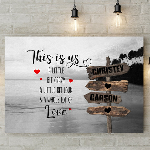 Family Gifts, Family A Little Bit Of Crazy Loud & A Whole Lot Of Love, Personalized Canvas Wall Art, Gifts For Mom Dad, Poster Prints Home Decor, Family Wall Hanging, Gifts For Birthday