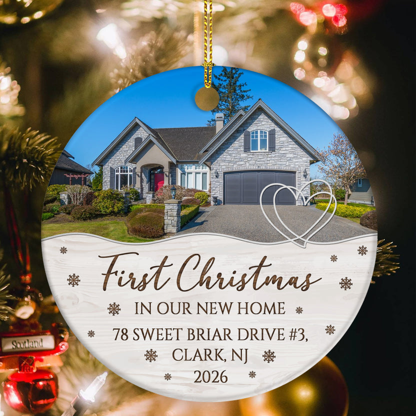 Personalized Housewarming Gifts New Home Gifts First Christmas In Our New Home, Custom Holiday Decor Custom Name Address Hanging Tree Decor Ornament On Party
