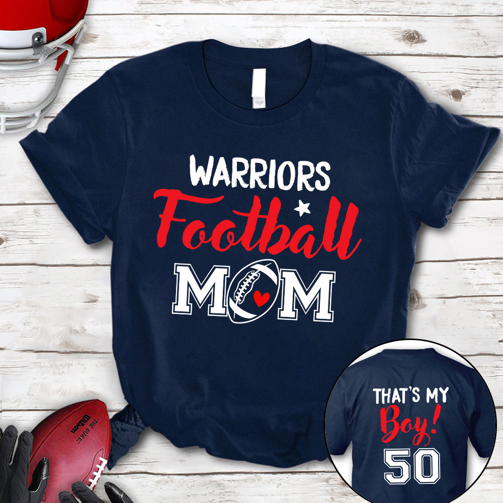 Personalized T-Shirt For Mommy From Son Boy Kids Football Gifts Football Mom That's My Boy Fan Football Family Football Games Day Custom Title And Number Short Sleeve Tops Tee Shirt