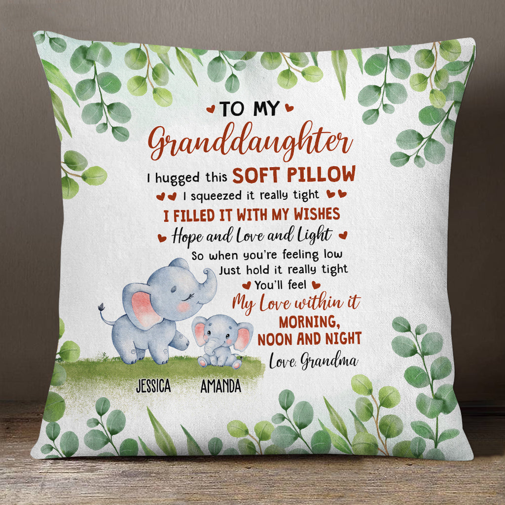 Personalized Square Pillow For Granddaughter Kids From Grandparents Gifts For Granddaughter You'll Feel My Love Within It Morning Elephant Custom Name Double Sided Couch Cushion On Birthday