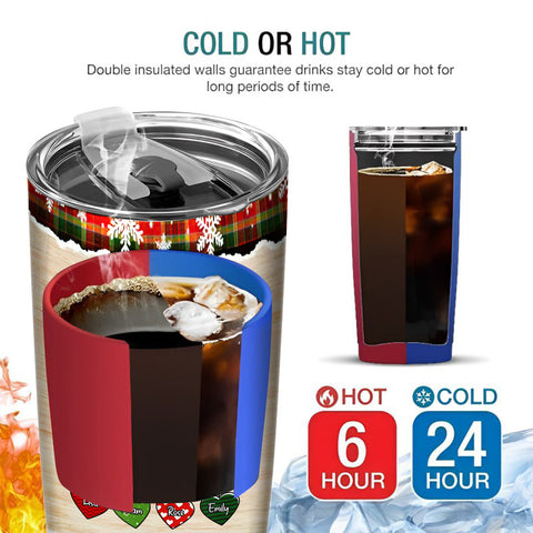 Custom Grandma Tumbler, Christmas String Lights Grandchildren Name, Winter Drinkware Cup, Personalised Grandma Xmas Stainless Steel Cup, Personalized Tumbler, Gifts For Nana Grandmother