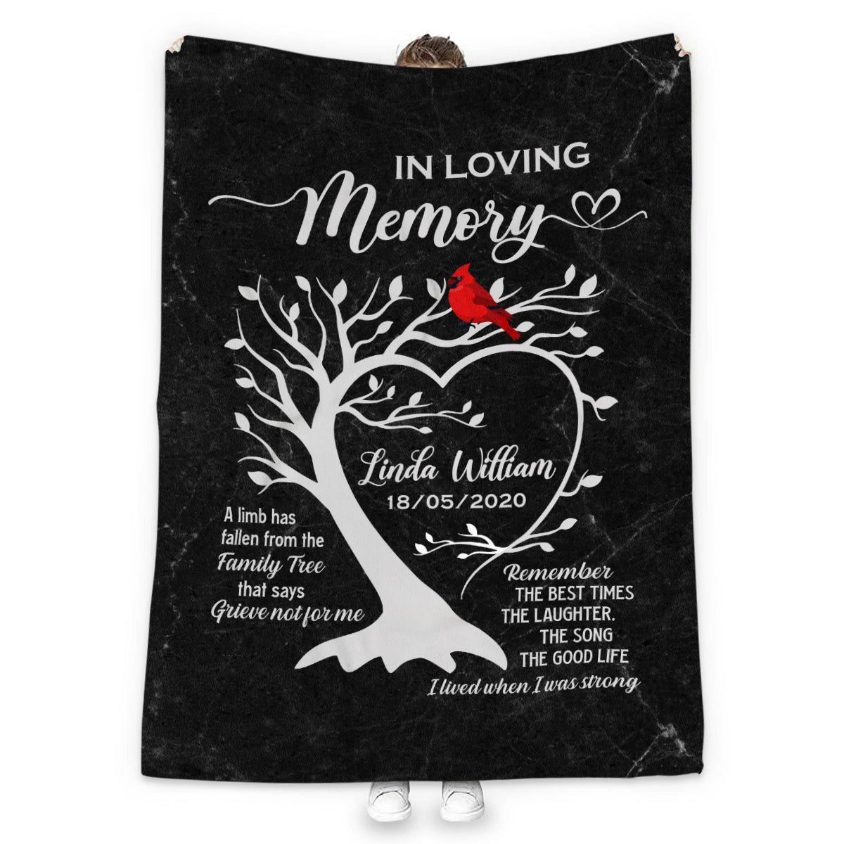 Remembrance Gifts, Personalized Memorial Blanket With Photo, A Limb Has Fallen From Family Tree Red Bird, Loss Of Mom Dad Blanket, Fleece Sherpa, Sympathy Gifts For Anniversary