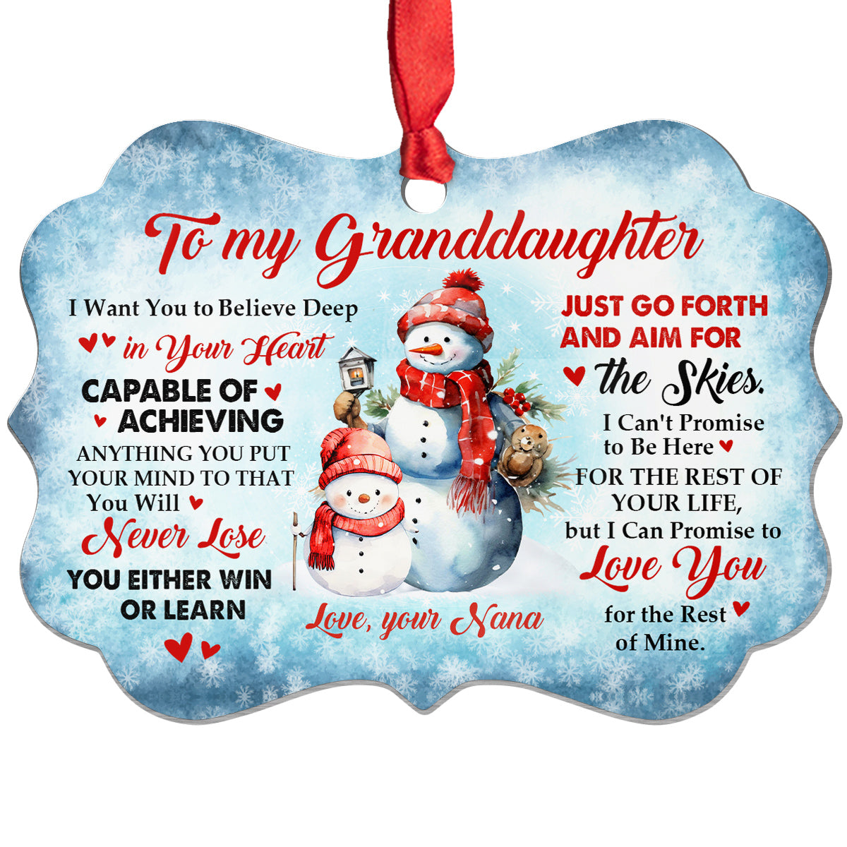 Granddaughter Gifts, Promise To Love You For The Rest Of Mine Cute Grandma & Grandkid Together Snowflakes Aluminum Ornament