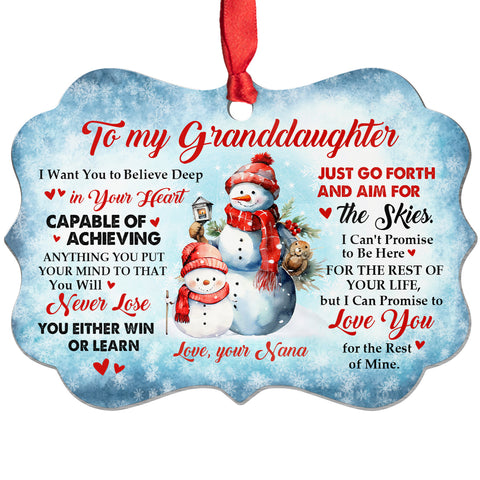 Granddaughter Gifts, Promise To Love You For The Rest Of Mine Cute Grandma & Grandkid Together Snowflakes Aluminum Ornament