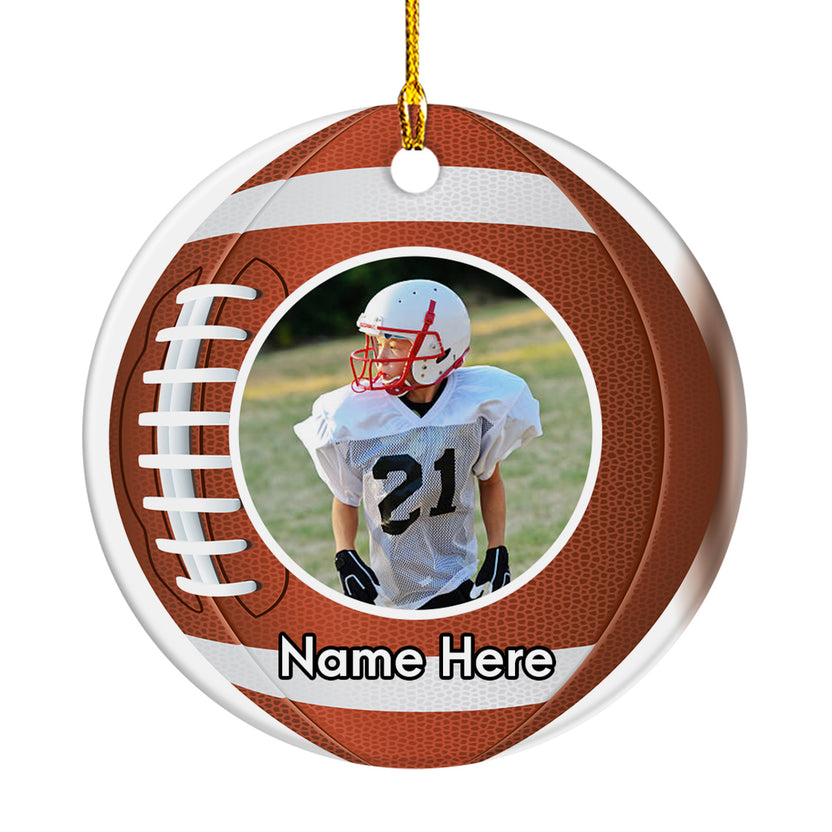 Personalized Football Ornament For Son Daughter From Mom Dad Football Player Gifts Christmas Ornament Custom Name Football Sport Player With Name And Photo Hanging Tree On Birthday Xmas