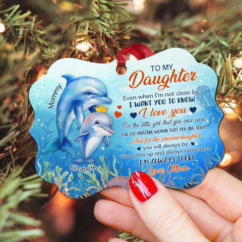 Daughter Gifts, Even When I'm Not Close By Ocean Theme Medallion Aluminum Ornament
For Girls Babies From Mom Mother, Xmas Tree Decor Gifts For Birthday Christmas Holiday Winter Keepsake