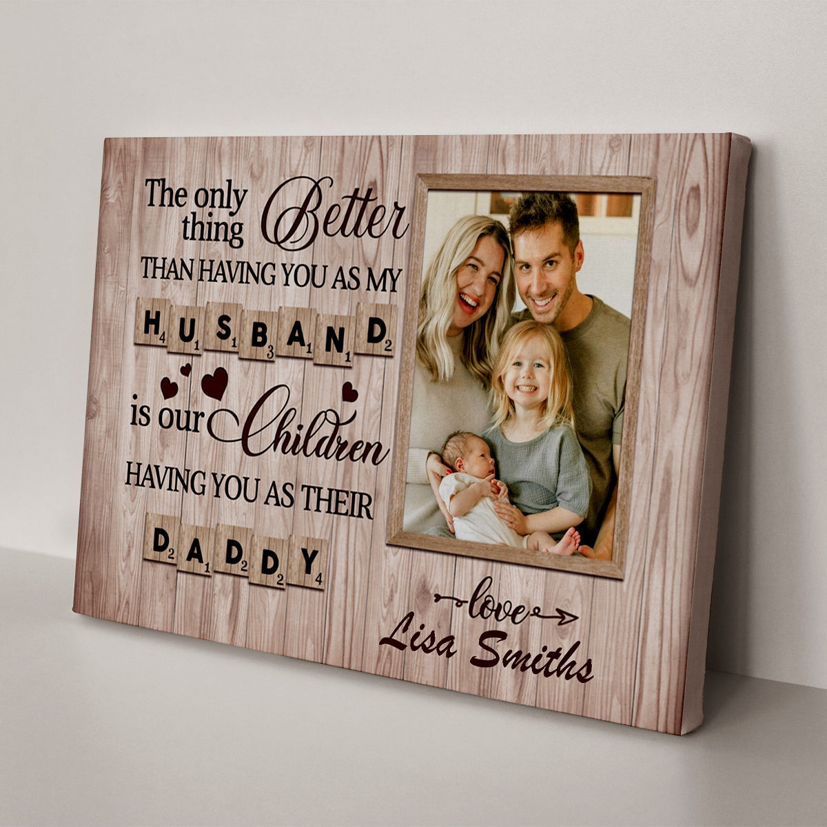 Gifts Ideas For Dad, Having You As My Husband Is Our Children, Personalized Canvas Wall Art, Gifts For Father Dad From Kids Children, Poster Prints Wall Decor, Gifts For Father's Day